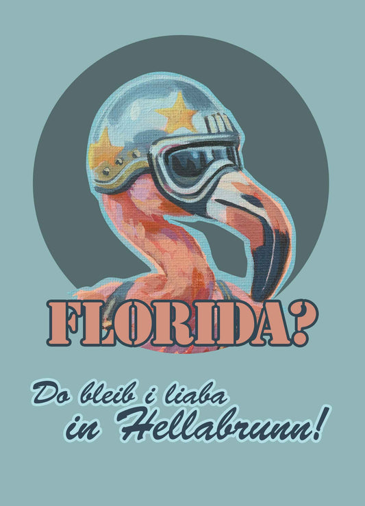 Retro-look postcard, Rocketflamingo in Hellabrunn