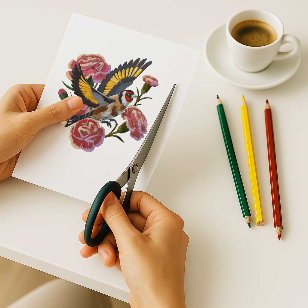 Clipart, Stieglitz mit Blumen, Sofortiger Download