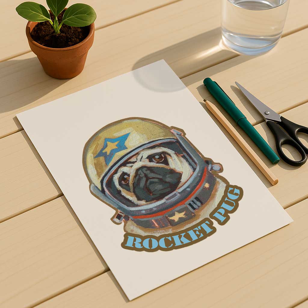 Clipart, Rocket Mops, mit und ohne Spruch, Sofortiger Download